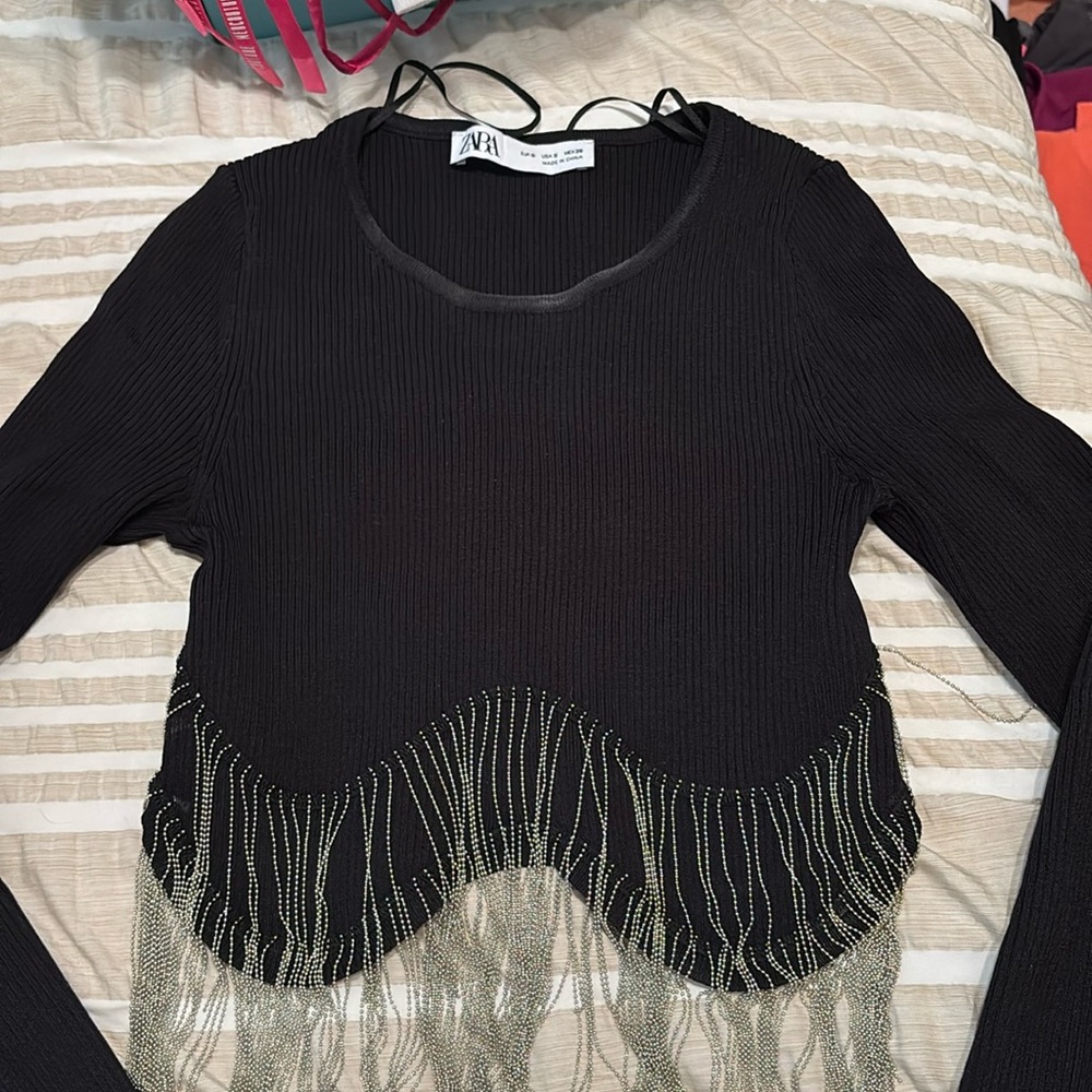 Zara Fringe Crop top